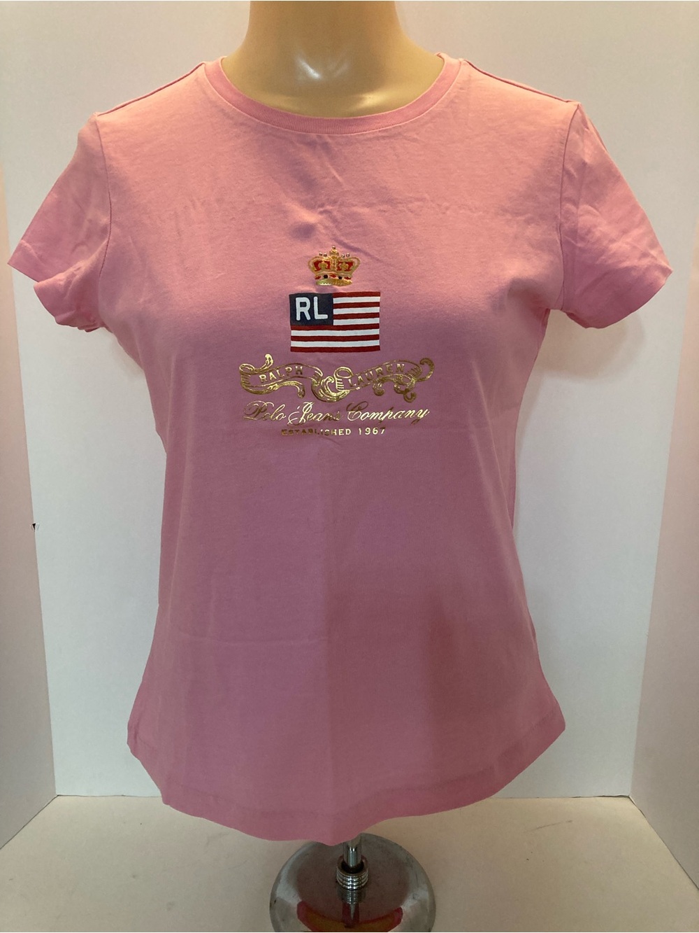 Vintage Ralph Lauren Pink Logo Graphic Tee. SSB3